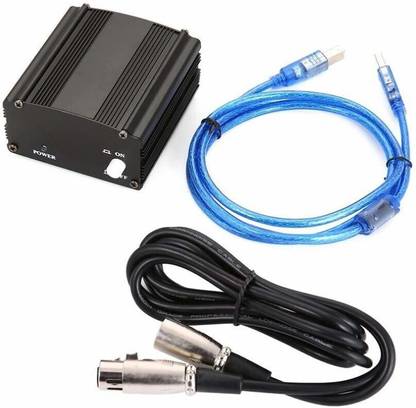 DawnRays 48V Phantom Power Supply with Adapter, BONUS+XLR 3 Pin Microphone Cable for BM 800 or Any Condenser Microphone Music Recording Equipment Phantom Power For BM 800 And any other condenser mic