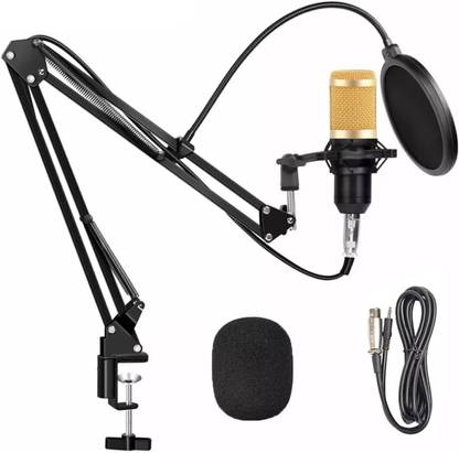 AMG Music BM800 Microphone Set for Recording BM800 Condenser Mic with Arm Stand, Pop Filter Mic for Singing Recording Podcast