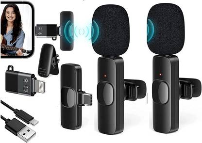 SHOP PLUS Dual Wireless Lavalier Mic for Upgraded Plug-Play Clip-on Shirt Lapel Mini Mic, Microphonefor Live Streaming YouTube, Vlogging, Interview Video Recording