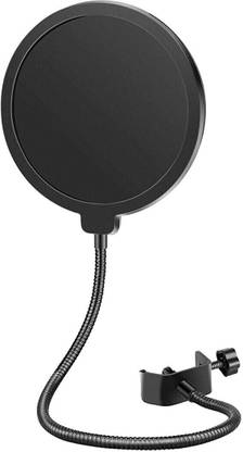 TechBlaze Pop Filter for Studio Condenser Microphone, BM800 Black for Singing Flexible Gooseneck Microphone and Double Layer Sound Shield Guard Windscreen