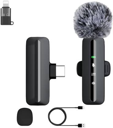GADGETSWEAR Single Wireless Lavalier Microphone, For Youtube, Vlogging Portable Clip-On Mic Noise Cancellation, Compatible With Android Type C, IOS