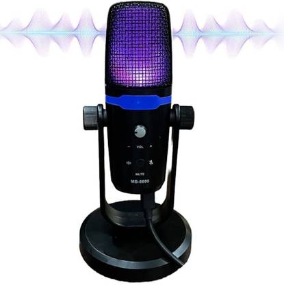 TechBlaze RGB USB Condenser Gaming Microphone Heavy Stand Volume & Mute Control Mic for Recording Streaming, Podcast, YouTube PC, PS4, PS5 and Mac