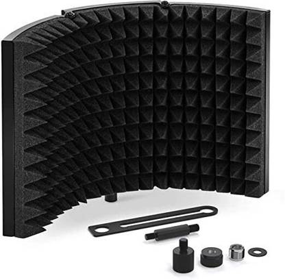 AMG Music 3 Panel Vocal Booth Mic Isolation Shield Sound Absorbing For Studio Recording Microphone
