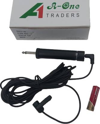 A One TIE Microphone WITH (5mtr cable) 3.5 mm & 1/4 jack Indoor PA System Microphone 6.35mm 1/4 pin collar mic