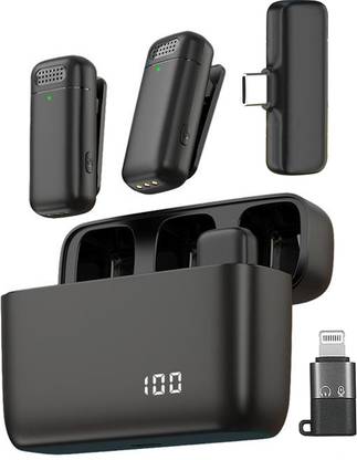WRADER Dual Wireless Mic for Vloging Youtube Video Teaching and Podcast Recording Reels Microphone for Mobile Type C and iPhone Mic