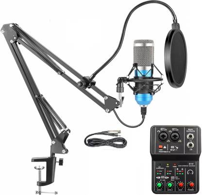 डॉनरेज़ Condenser Microphone Set with Mini Sound Mixer For Recording फुल ऑडियो रिकॉर्डर माइक सेटअप फॉर केरीओके सिंगिंग पॉडकास्टिंग लाइव स्ट्रीमिंग
