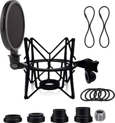 DawnRays Condenser Microphone Mount with Pop Filter Anti Vibration and Isolation Spider Shock Mount with Pop Filter compatible with Rode NT1-A NT2-A Podcaster