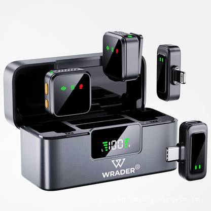MOBIZAC Wireless Mic with Charging Case, Dual Receiver Ultra Noise Cancellation for Youtube Video Recording Vloging Microphones