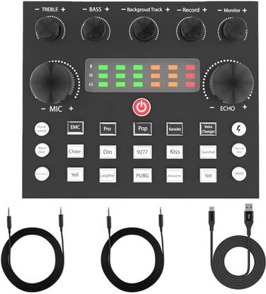 Mocking Bird V8S Audio Mixer USB External Sound Card Audio Interface with DJ Mixer Effects USB Sound Board Dual Channel Multifunctional Live Voice Changer Sound Card