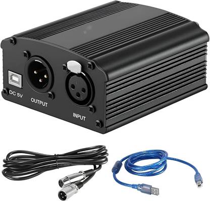 Urban Infotech 48V Phantom Power Supply for Mic with Adapter and XLR Male to Female Audio Cable Phantom Power, USB Cable, male and female XLR cable