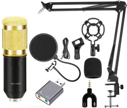 SMM BM800 Condenser Mic with USB Sound Card for Studio Recording Microphone set