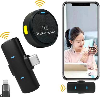MOOZMOB Round Mic with -Cancellation for Type C Mobiles & Wireless Microphone