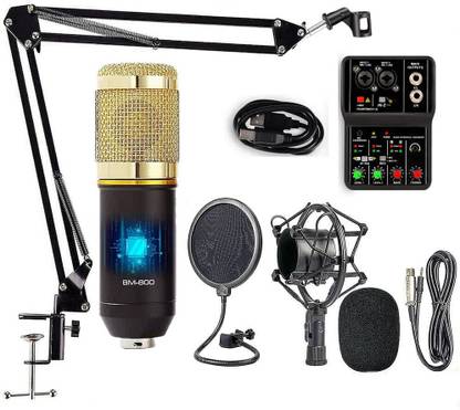 AMG Music Microphone Set with Audio Interface Digital Sound Mixer for Live Recording 2 Channel USB Audio Mixer 48v Phantom Power for Live Streaming Broadcasting