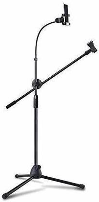 Techtest Microphone Stand With Mobile Holder Clip Floor Tripod Flexible Mobile Phone Holder Clip Swing Boom Stage Bracket Micro Phone Holder Stand