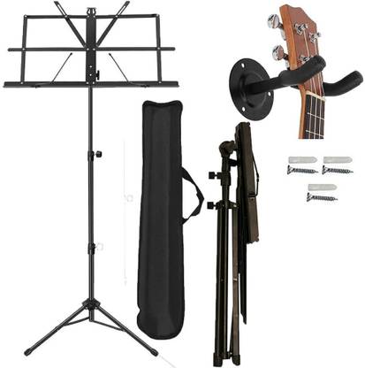 IMAGINEA Notation Stand Adjustable Folding for Singer with Guitar Hanger Wall Mount Stand Portable Folding Music Note Sheet, Notation Stand with Carrying Bag