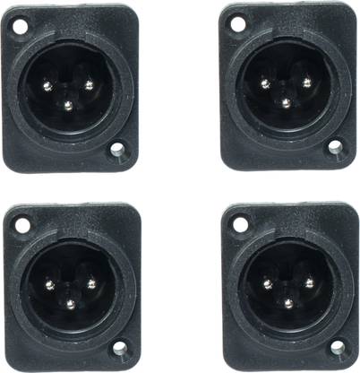 Ovicart Male XLR 3Pin Chassis Panel Mount Socket Black Audio Socket 4pcs Male XLR Connector