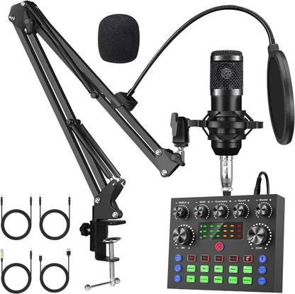 IMAGINEA Condenser Microphone Set V8 Sound Card Amplifier Voice Changer Audio Interface Microphone Set