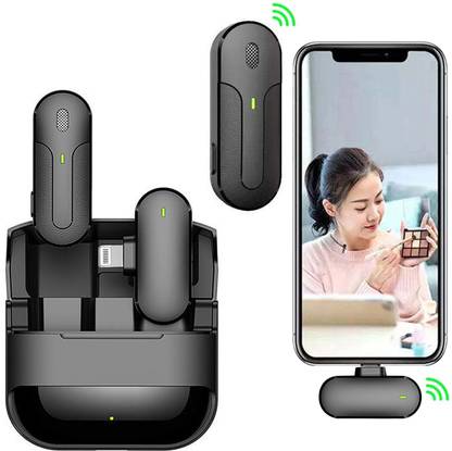WRADER Wireless Lavalier Mic for iPhone with Noise Cancellation and Charging Case Microphone for Youtube Channel