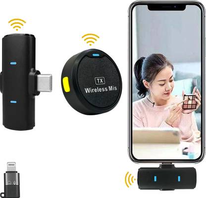 MOBIZAC Round Shape Wireless Collar Microphone with Reduction for Vlogging and Youtube Video Recording Mic