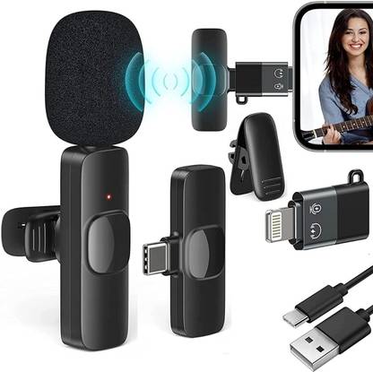 GADGETSWEAR Combo With K8 Wireless Mic & Mobile Stand for Youtubers, Type-C & iphone Support Microphone