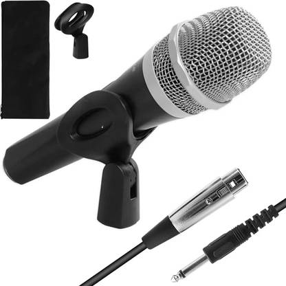 Qmic Wired Microphone Cardioid Dynamic Vocal Mic With 4M XLR Cable and ON/Off Switch Omnidirectional Karaoke Microphone Singing, Speech and Choir miking Karaoke Mic
