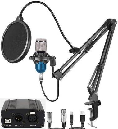 AMG Music BM 800 Condenser Microphone Home Studio Mic Kit Professional Microphone Set Studio Recording Mic Set with Phantom Power Sensitive BM-800 Condenser Microphone, Adjustable Suspension Arm Stand, Shock Mount, Audio Splitter for Recording Singing, Podcasting, Youtubers and Broadcasting microphone set
