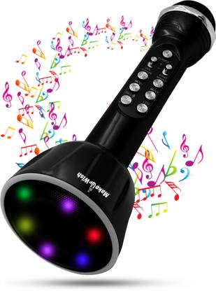Make Ur Wish Superier Quality With LED Wireless Bluetooth Microphone Connection Player Speaker 2-in1 With Recording + USB+FM Microphone