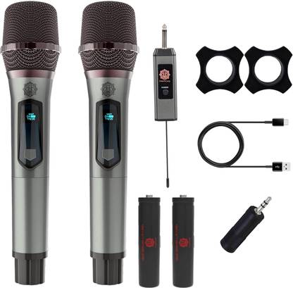 Digimore D-350 UHF Dual Wireless Microphone 60ft Range & 6Hrs Battery for Events Microphone