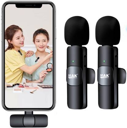 MAK M9 Dual Smart Noise Cancellation Wireless Mic for and Android Devices Microphone