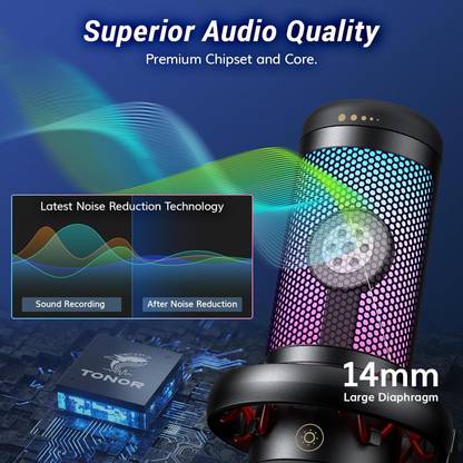 Tonor USB Mic with Adjustable RGB Modes & Brightness | Gaming Microphone