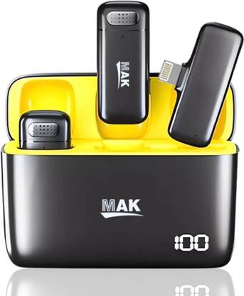 MAK Dual Wireless Mic with Display Case, Noise Reduction for Vlogging Microphone