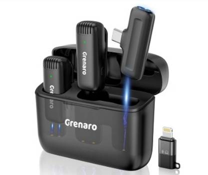 Grenaro Mic for Youtube, J13 Wireless with Charging Case - 3 Level Noise Reduction Microphone