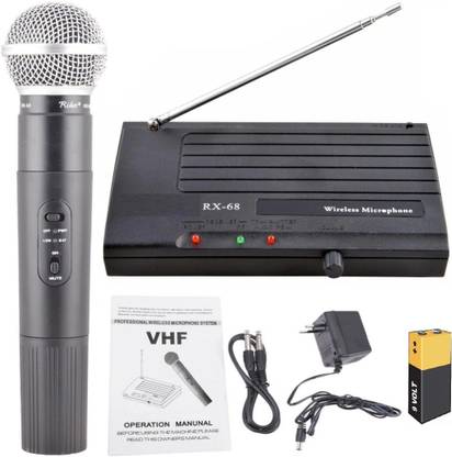 BALRAMA 200ft Wireless Range Rider Rx-68 Vhf Series Wireless / Cordless Microphone Single Channel Cordless Portable Professional Handheld Single Channel Transmitter Microphone Mic Set Very High Frequency Wireless Cordless Microphone System for Studio, Karaoke, Radio, Live-performances, Conference, Musical Shows, Opera, Public Speeches , Meetings, Class Room Teachings, Demonstrations, While Move Wireless Microphone