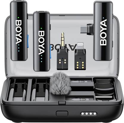 BOYA BOYALINK Wireless Mic for iPhone/Android/Camera All-in-One Lapel Dual Mic System Microphone
