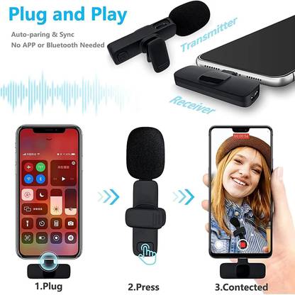 BDS K8 Wireless Collar Mic Mini Omnidirectional Lapel Collar for iPhon&Android TypeC Microphone