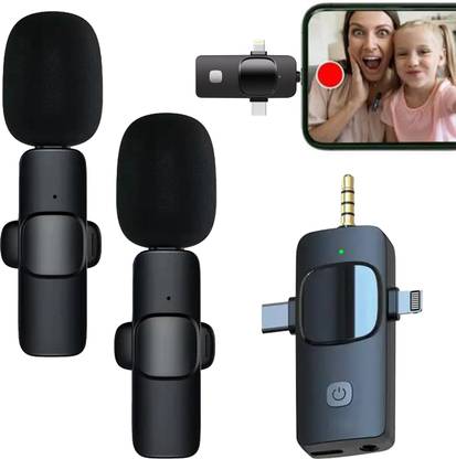WRADER 3 in 1 Wireless Mic for Android Mobiles Cameras Laptops Desktops iPhone Collar Microphone