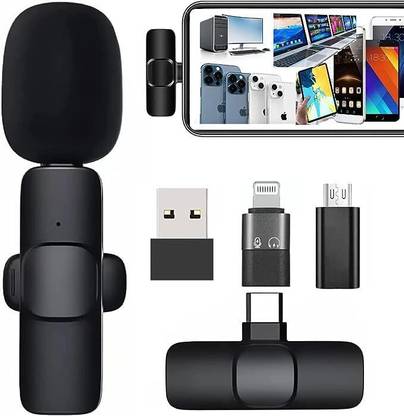 DDLC 4 in 1 K8 Wireless Microphone Mini Portable Recording Clip Mic with Receiver Microphone