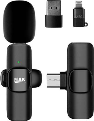 MAK Wireless Collar Mic for YouTube, Vlogging, Recording for Android/iOS/PC Microphone