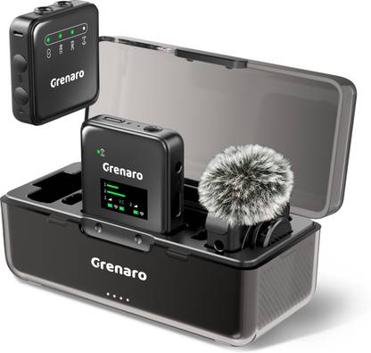 Grenaro Wireless Mic for YouTuber, 3 in 1 Mike for Vlogging, Plug & Play Wireless Mic Microphone