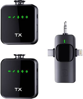 Gentle e kart F11-2 Dual Wireless Mic with Active Noise Cancellation, Play for Vlog Recording Microphone