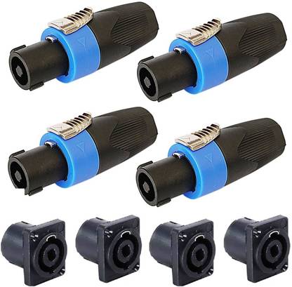 BALRAMA 8pc with Socket NL4FC SpeakOn XLR Male Connector 4 Pin Audio Speaker Plug 4 Pole Male Plug Twist Lock 4 Pole Speaker Cable Plug NL4FC, NL4FX, NLT4X, NL2FC