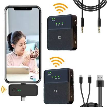 MOOZMOB Dual Wireless Mic for Youtube Video Recording Live Streaming Podcast Interviews Microphone