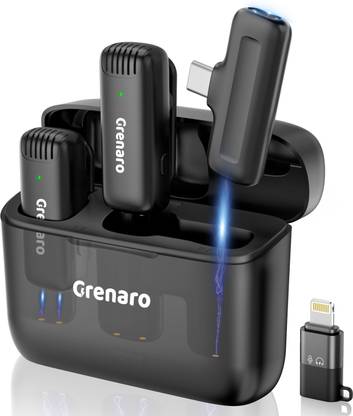 Grenaro Mic for Youtube, J13 Wireless with Charging Case - 3 Level Noise Reduction Microphone