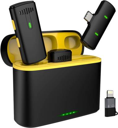 vook Wireless Mic with Noise Cancellation For Type-C Android & (Yellow) Microphone