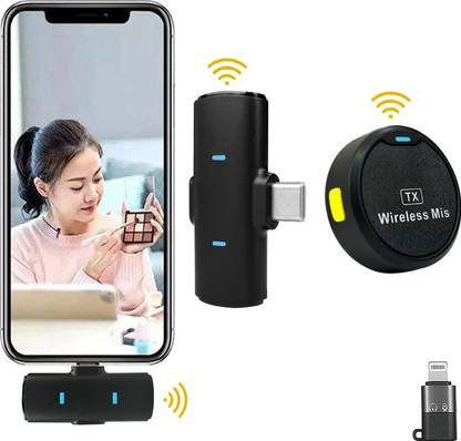 WRADER Round Collar Mic with Noise Reduction for Video Recording Reels Vlog Podcast and Youtube Live Recording Wireless Mike