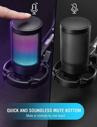 FIFINE A6V Gaming USB Microphone for PC PS5 with Quick Mute, TGB Indicator and Volume Gain