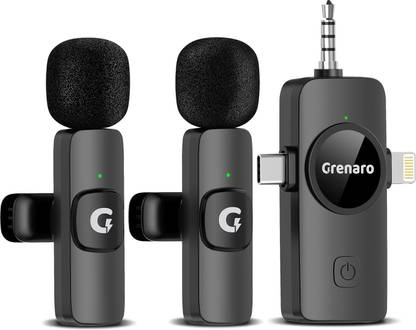 Grenaro 3 in 1 Mic for Youtube, Wireless Mic for iPhone/Android USB-C/DSLR Camera Plug Microphone