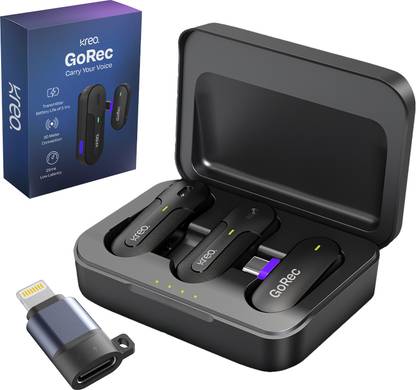 Kreo GoRec Wireless Mic with Charge Case USB-C & Lightning Support for iOS/Android Microphone