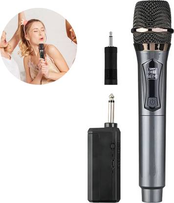 MOBIZAC Wireless Karaoke Mic with Receiver 200ft Range 50H Playtime DJ Stage Singing Microphone