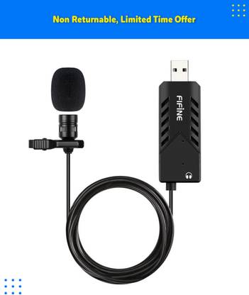 Fifine K053 Cardioid Pattern Wired Microphone With Sponge Cap,6.56 Meter Cord,Metal Clip